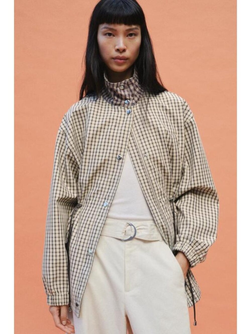 ZARA PLAID HIGH-NECK JACKET - Picture 10 of 14